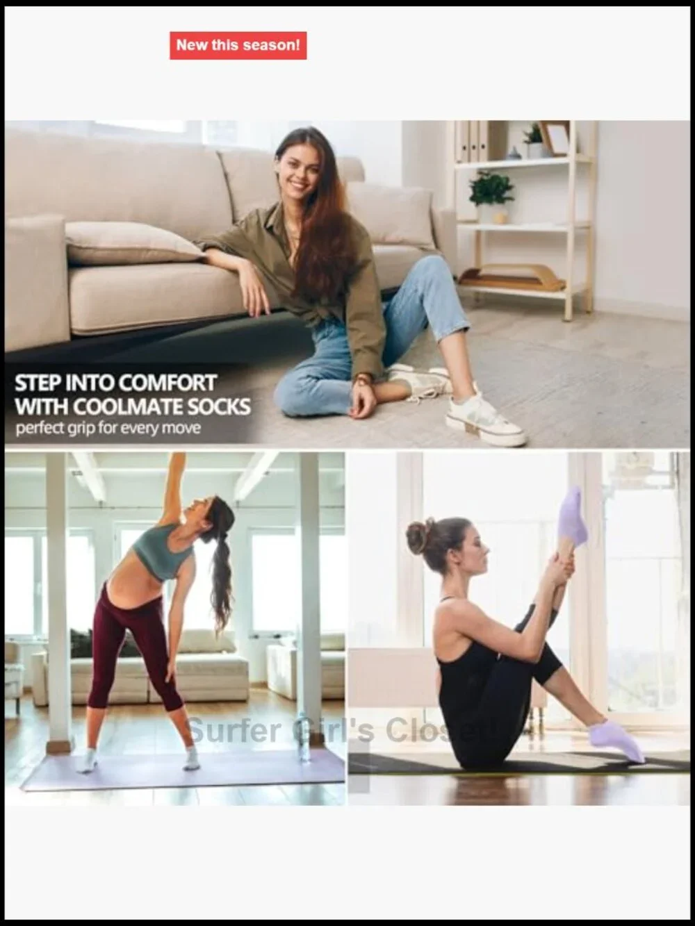 6 Pairs Non Slip Cotton Ankle Grip Socks for Yoga Pilates Barre Hospital